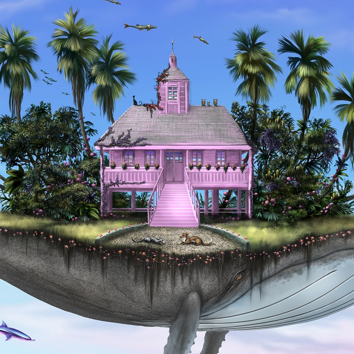 Silhouette of a hiker at sunset